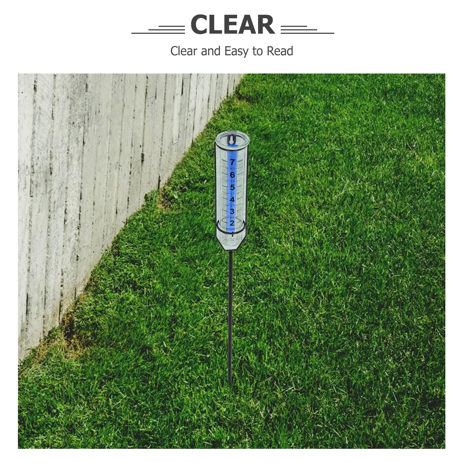 Outdoor Rain Gauge Meter Gauges with Iron Stake for Window Measure Garden Accurate Large