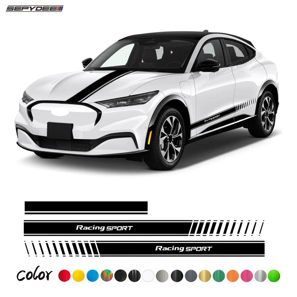 

Виниловая наклейка на крышку капота автомобиля Ford Mustang Mach E Racing Sport Grpahics