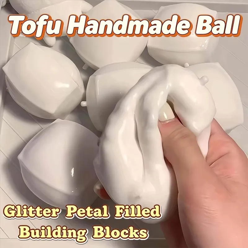 Anti-Stress Squishy Toy Tofu Shaped ASMR Crunchy Satisfying Sound Sensory Fidget Gift for Kids Adults