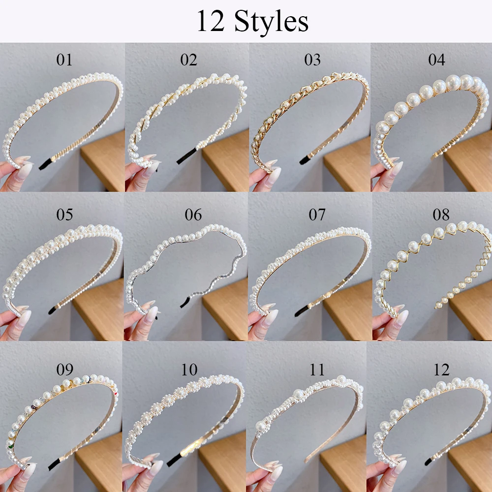 Woman Sweet Beaded Headwear Korean style Bow Hair Hoop Hair Accessories Hair Band Pearl Headband