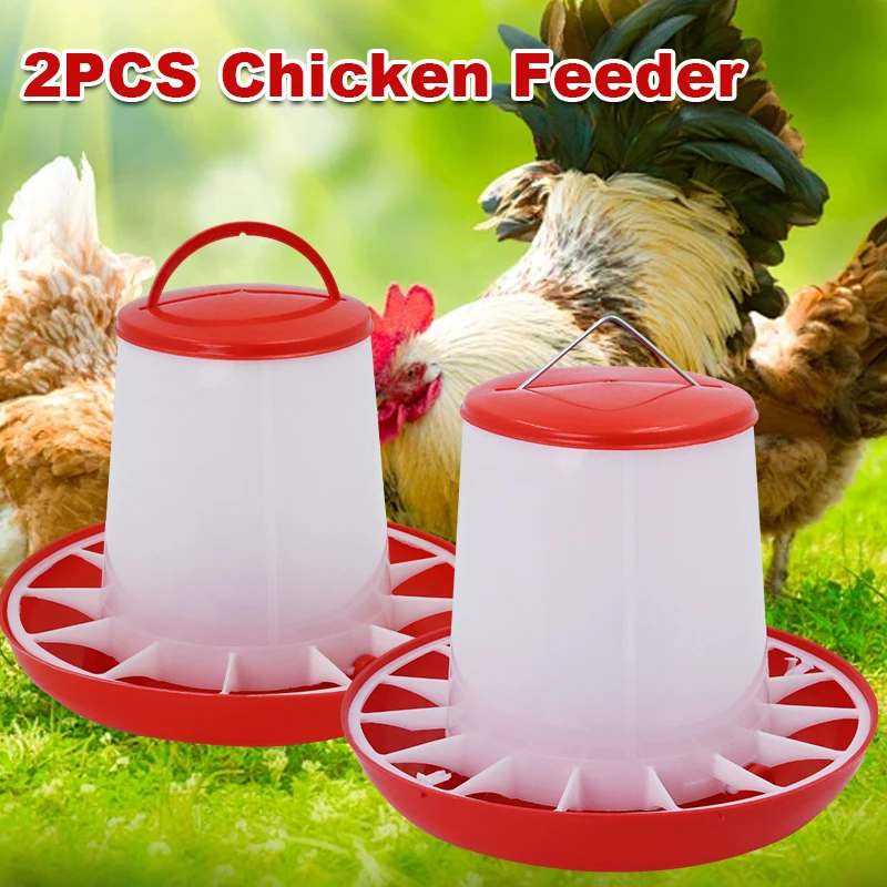 2 قطعة 1.5/3/6/9/12 كجم دلو مع وحدة تغذية الدواجن الأوتوماتيكية الدجاج برميل السمان موزع بلاستيك المغذية دلو لوازم المزرعة المنزلية