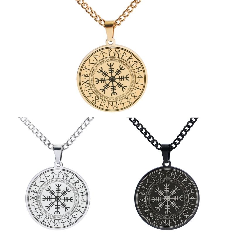 

Скандинавский компас Vegvisir, норвежские руны, ювелирные изделия викингов, руническое ожерелье с подвеской