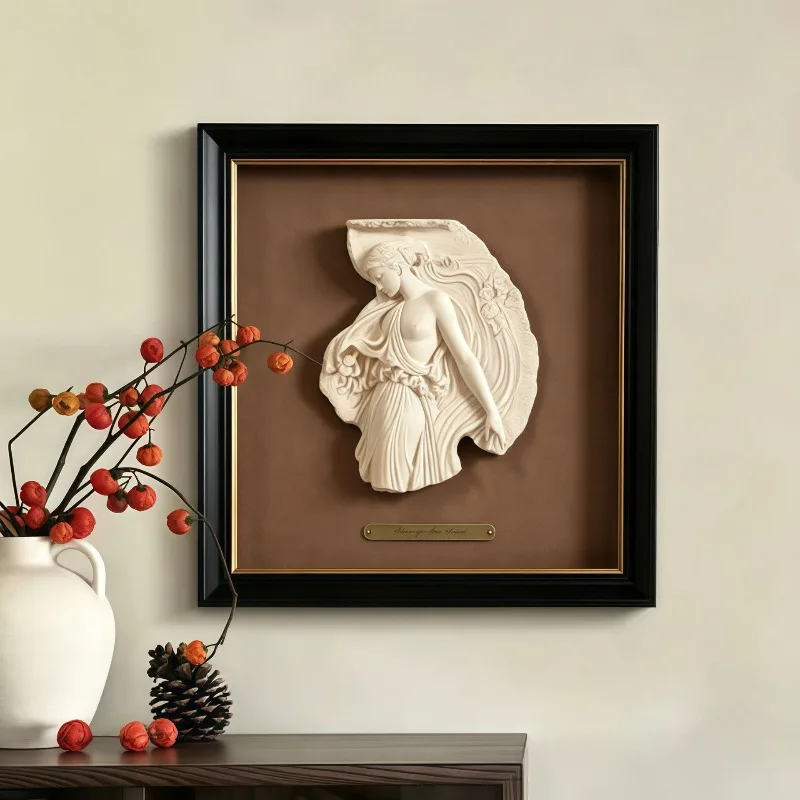 Nordic Sandstone Woman Sculpture Art Painting Pendant Living Room Sculpture Decorative Painting Background Wall Decorative Craft