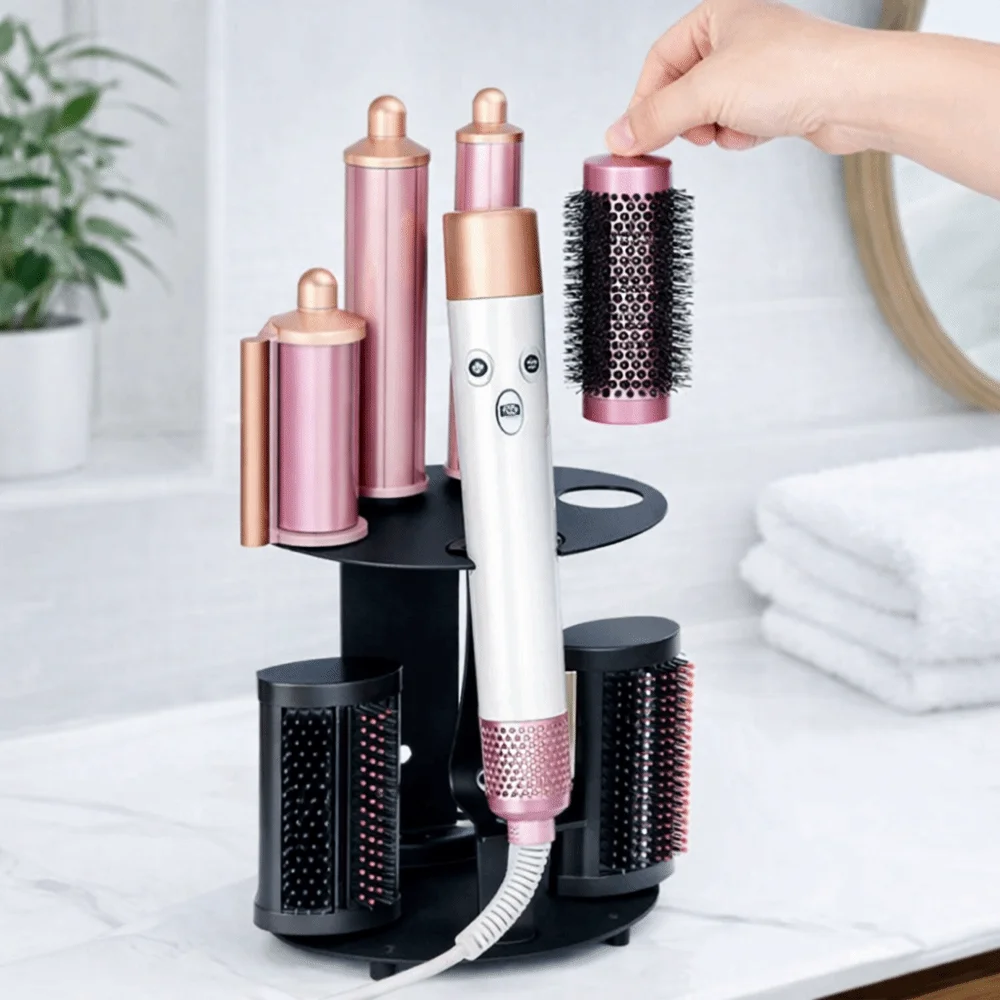 

No Drill Curling Iron Storage Holder Wall Mounted/Desktop Non-slip Curling Iron Stand Space Saving Hair Dryer Stand Bathroom