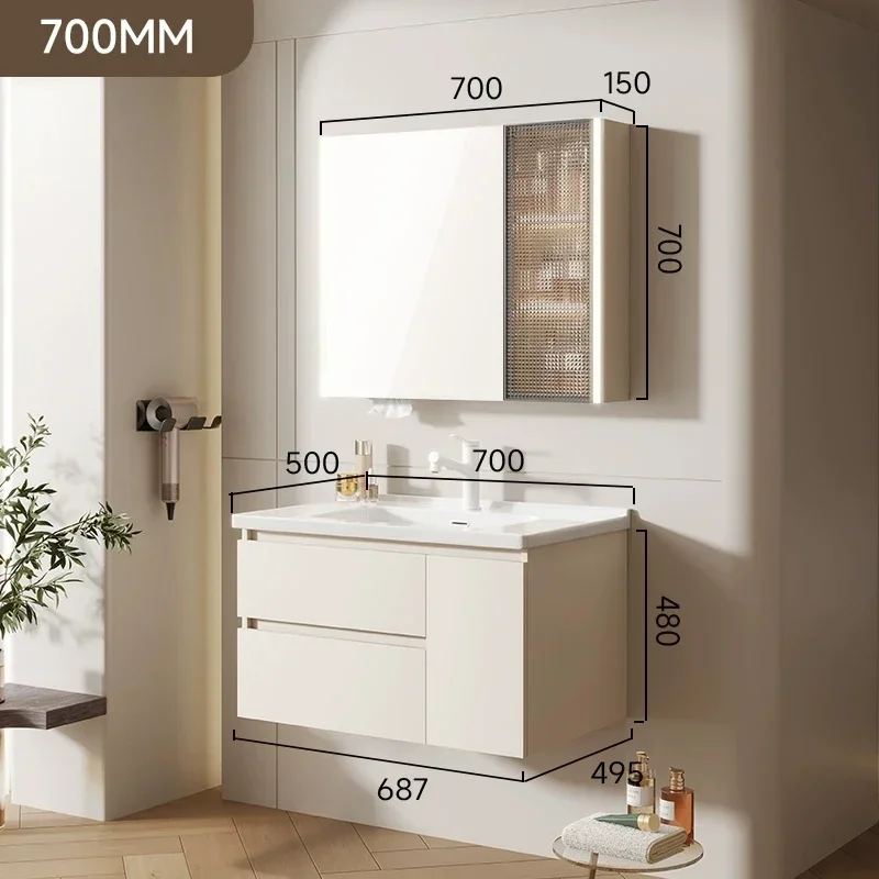YS-8 solid wood bathroom cabinet ceramic integrated basin cabinet combined bathroom washstand face hand basin cabinet