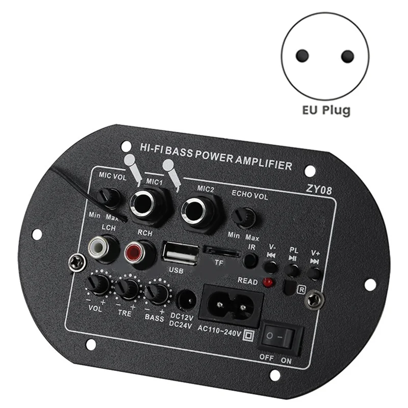 Эффективный 12V24V220V HIFI басовый усилитель мощности, плата усилителя, USB-плеер, модуль для аудиофилов, вилка европейского стандарта