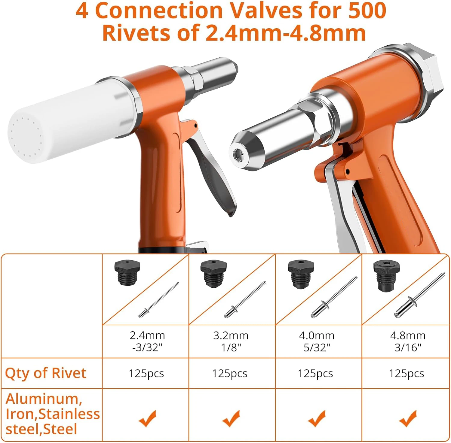 Cisivis Hot Sale Riveter Air Rivet -Gun,with 500PCS Rivet,Pneumatic Duty Air Hydraulic Riveter