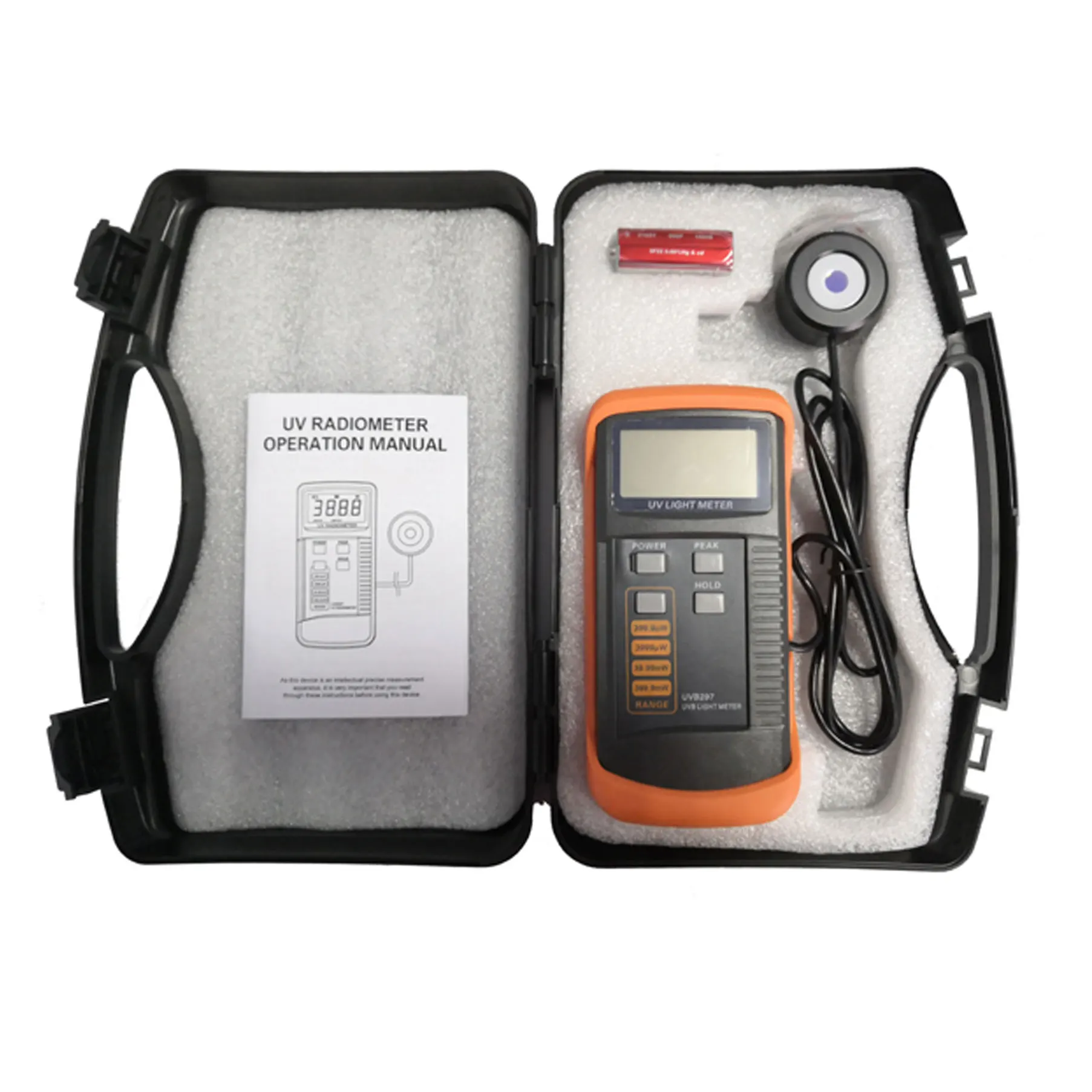

UV light meter RADIOMETER UVB297 0-400 mW/cm2 UVB Peak wavelength 297nm wavelength range 275nm-325nm