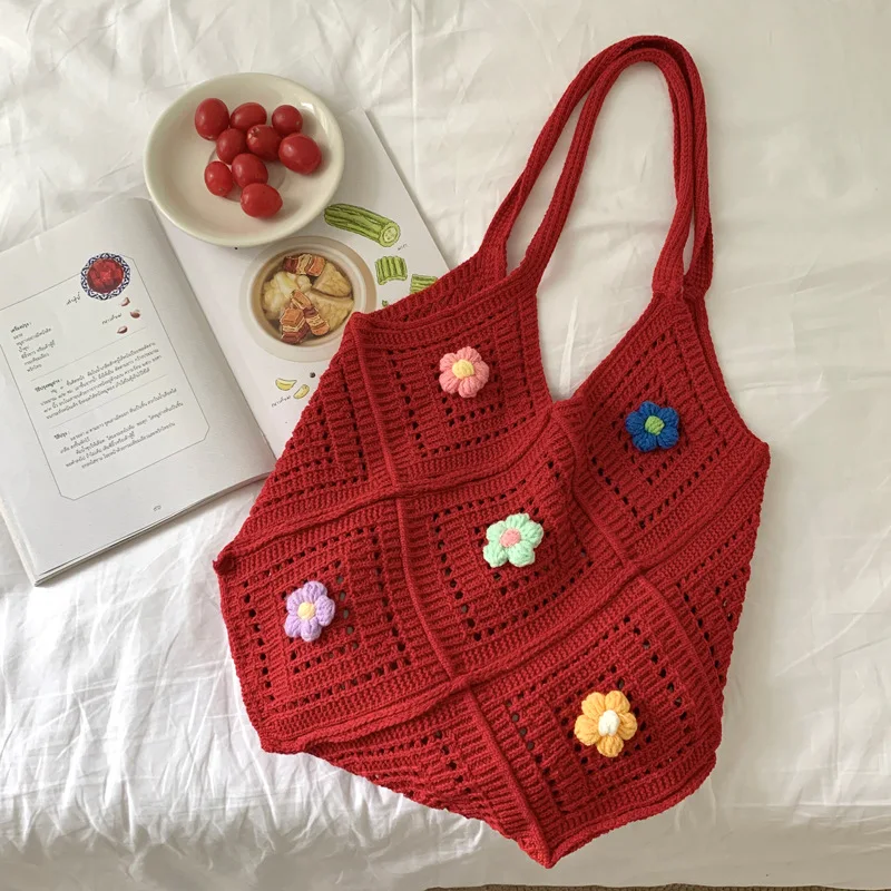 2026 Sommer Neuheit: Ausgehöhlte gestrickte Blumen-Tragetasche – Elegante Umhängetasche für Business und Pendeln mit großem Fassungsvermögen – Detail 10