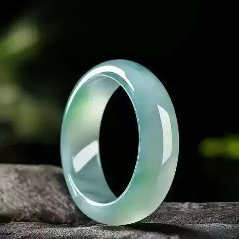 Myanmar jadeite bracelet, ice-waxy type, regular shape, spring color, green purple flowers, light white with fl view 3