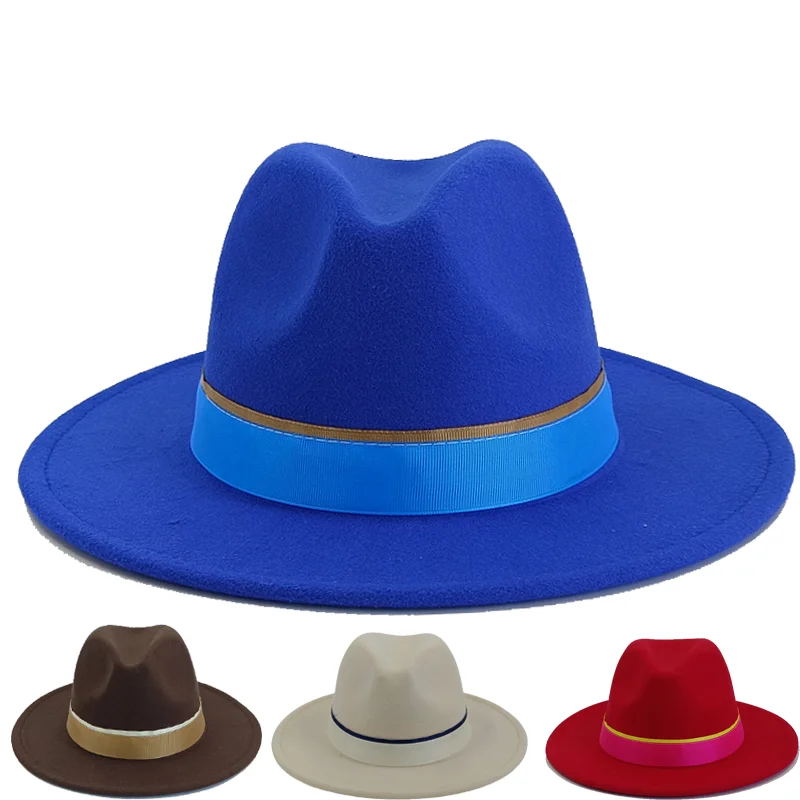 

Зимняя шляпа Fedora с цветными блоками, панама с полями, унисекс, фетровая женская шляпа в классическом стиле с полями 7 см, шляпа женская