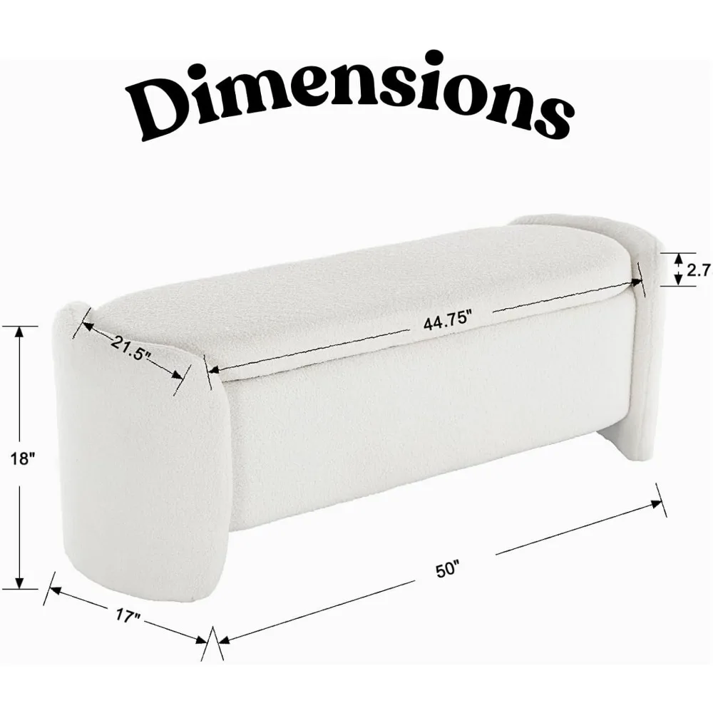 Banco otomano estofado de 50" de largura para entrada e quarto