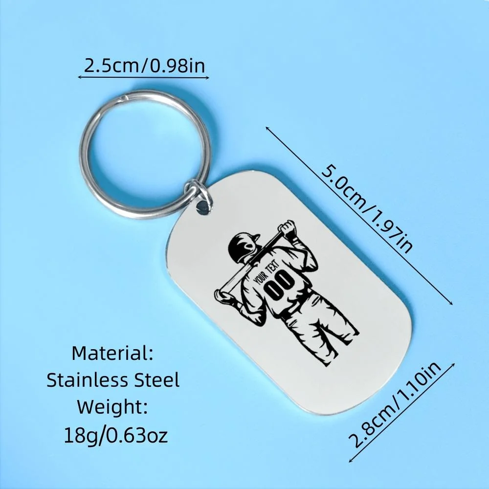 사용자 정의 이름 번호 야구 키 체인 스포츠 쥬얼리 스테인레스 스틸 맞춤형 열쇠 고리 졸업 생일 크리스마스 Gfits