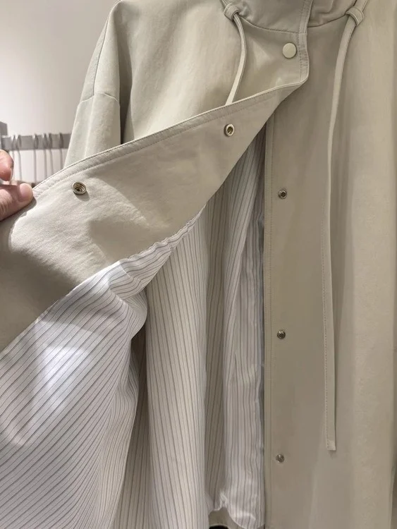 เสื้อโค้ทเทรนช์ผู้หญิง สไตล์เกาหลี ยอดนิยม สไตล์ญี่ปุ่น กันฝน ยาว สำหรับฤดูหนาว สีเบจ โปรโมชั่น เสื้อผ้าแฟชั่น สาวๆ ใส่เที่ยวข้างนอก