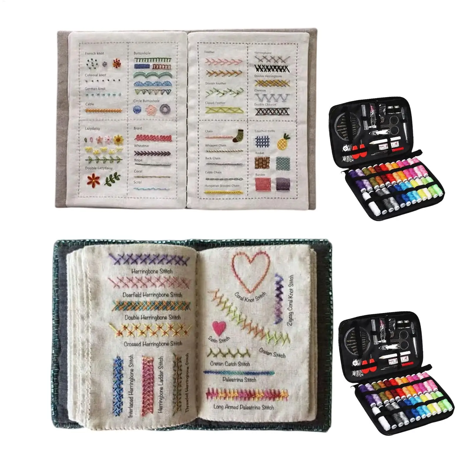 Embroidery Stitches Book with Needle Threader Kit Step by Step Guide Visual Learning for Beginners Hand Sewing Crafts DIY Gift