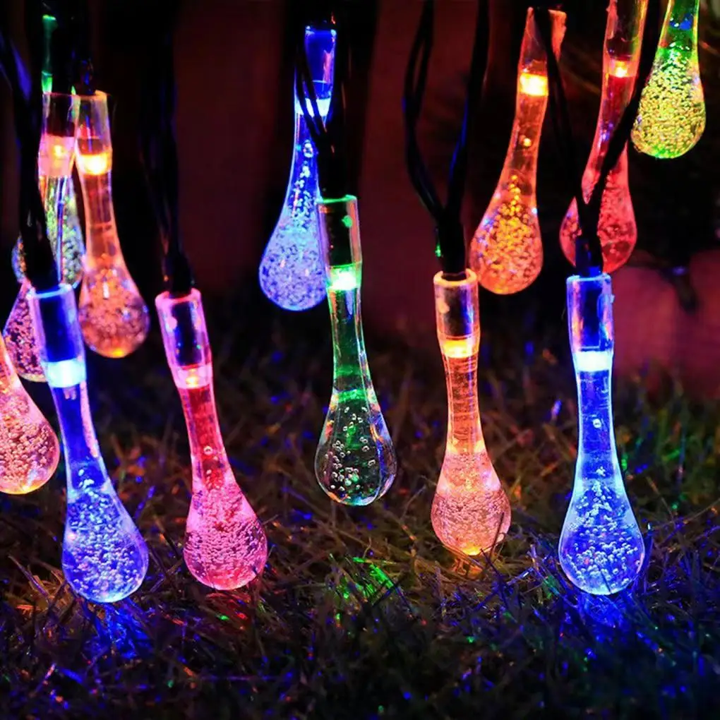 Luci a goccia d\'acqua a LED solari luci a stringa di festa decorazione da giardino fata impermeabile decorazione di ghirlande di strada all\'aperto