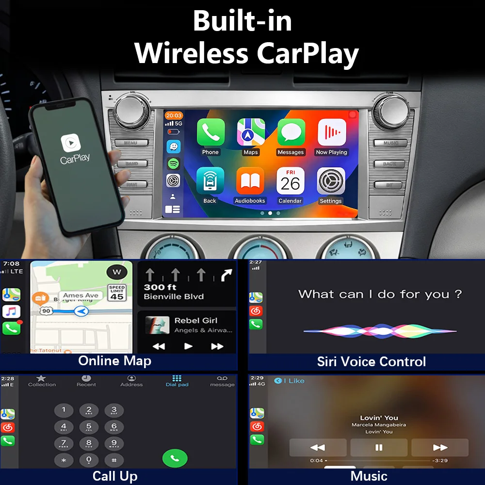 CHSTEK Android 14 CarPlay Car Stereo For Toyota Camry XV40 Aurion 2006-2011 GPS Navi Android Auto DSP WiFi Bluetooth RDS Radio view 2