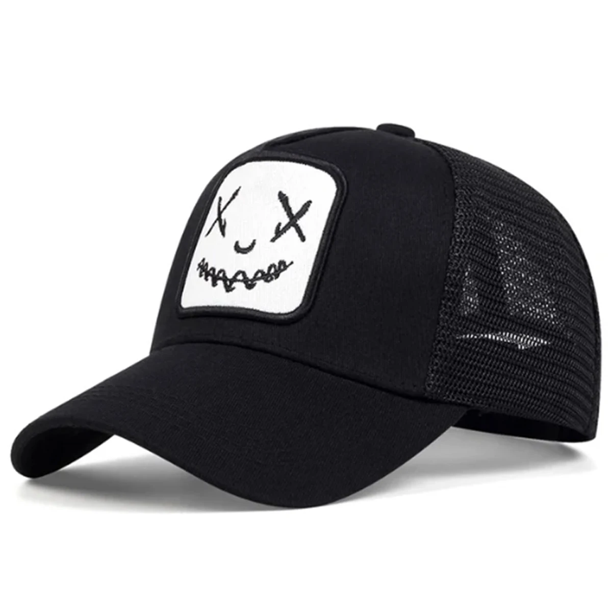 Baseballkappen mit Smile-Face-Stickerei für Damen und Herren, verstellbare Snapback-Kappen aus Baumwolle, Hip-Hop-Mesh-Kappen, Sommer-Outdoor-Sonnenhüte, Dad-Hats – Detail 7