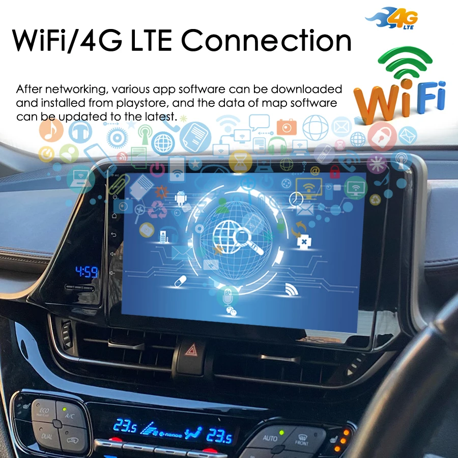 8GB + 128GB nawigacja GPS Android 13 AI Radio Stereo do samochodu Toyota C-HR CHR 2016-2020 bezprzewodowy multimedialny odtwarzacz Video CarPlay