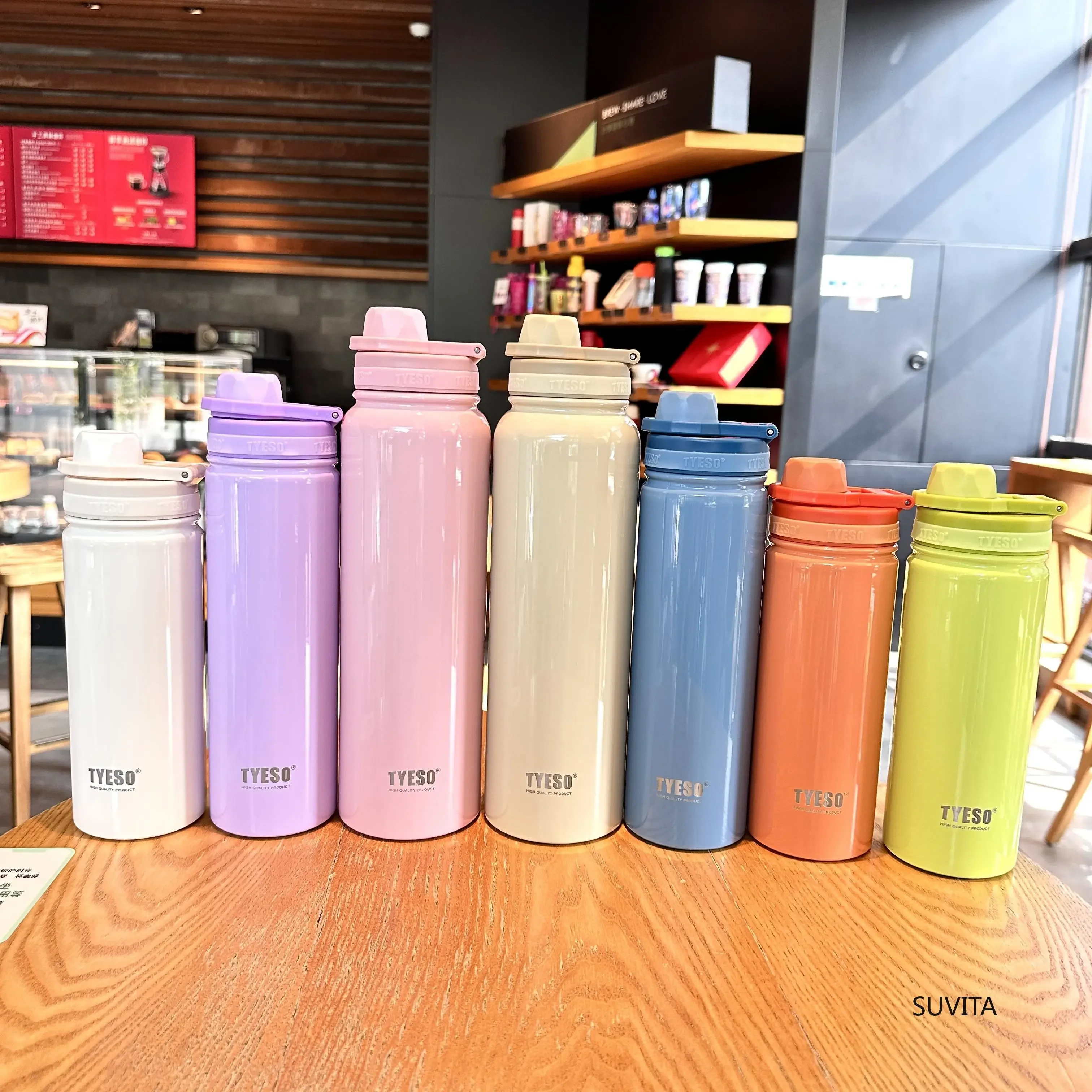 Tyeso Thermal Water Bottle Stainless Steel Portable Tumbler Sport Vacuum Flask Keeps Cold and Heat Car Travel Insulated Cup