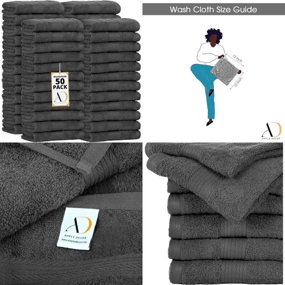 

Cotton Washcloths 50 Pack, 12x12 Inches, 100% Soft Absorbent, Oeko-Tex Certified, Machine Washable for Face and Body Towels