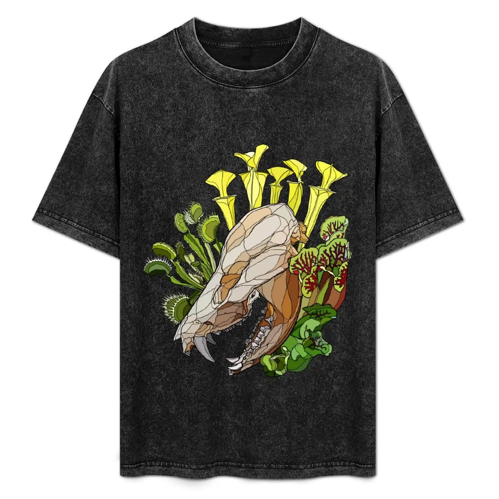 

Opossum Skull With Carnivorous Plants T-Shirt Casual Trendy Streetwear Tee Shirt