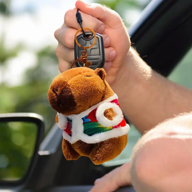 Capybara Doll Keychain Cute Capybara Plush Animal Key Chain Animal Lovers Novelty Keyring Charm Adorable Animal Keychain