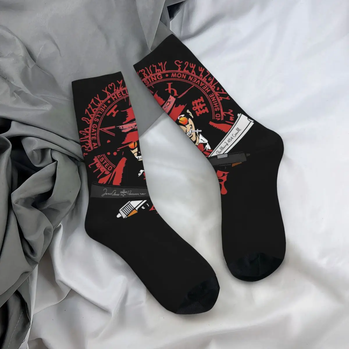 Retro Klok Heren Compressie Sokken Unisex Hellsing Seras Victoria Anime Harajuku Naadloze Gedrukte Nieuwigheid Crew Sok