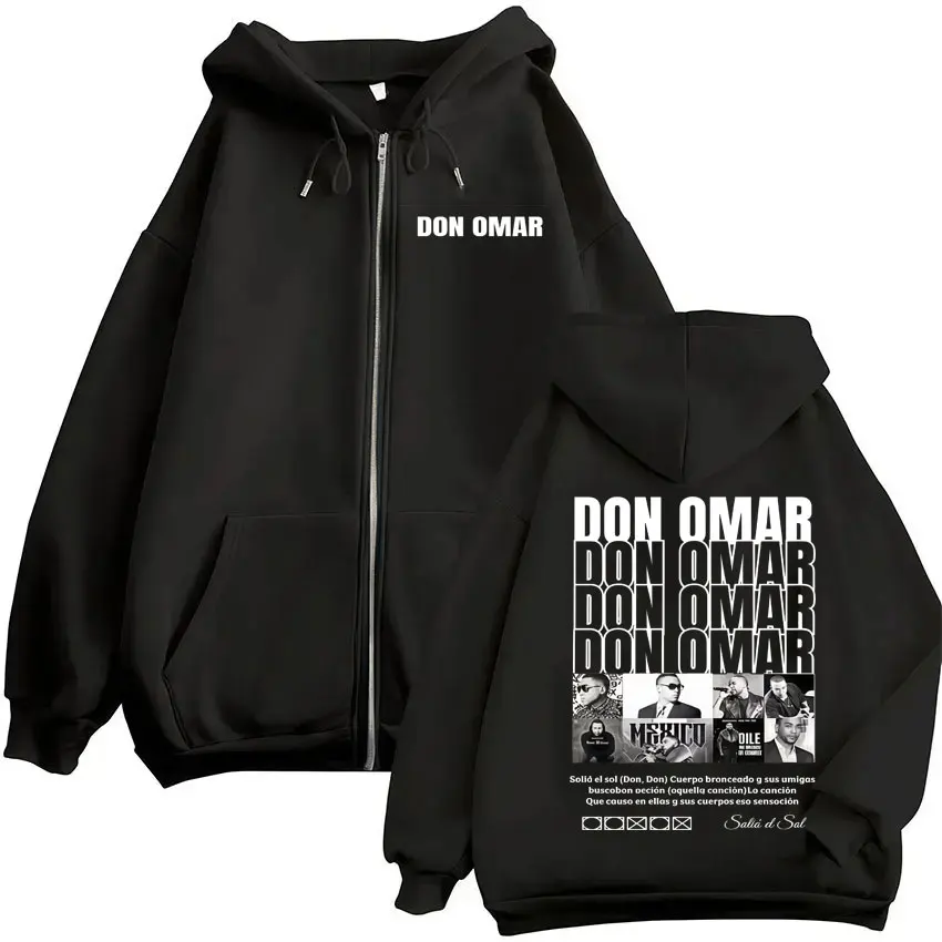 Rapper Don Omar The Last King World Tour 2026 Zip Up Women/Men Hoodie Sweatshirt Streetwear Hip Hop Zipper Hooded Jacket