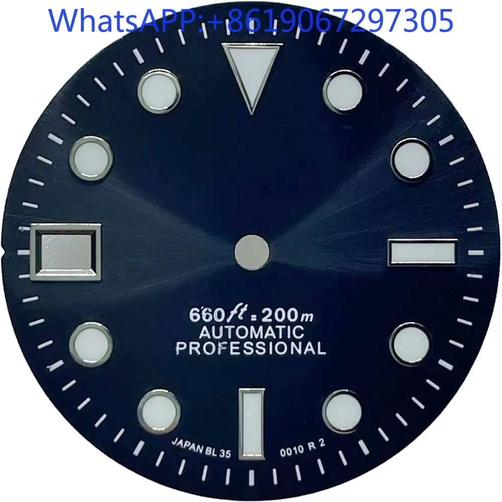 

Classic Sunburst Lefty Watch Dial Suitable for NH35/36 Automatic Movement Green Blue lume Left Date nh35 case Mod Parts