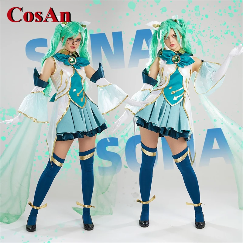 CosAn Hot Selling Game LOL Sona Buvelle Cosplay Costume Sweet Lovely Green Battle Uniform Activity Party Role Play Clothing