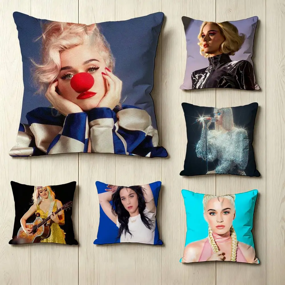 Pop singer K-Katy Perry  Square Double-Sided printed Pillow Case Bedroom Bedside Pillow Sofa Cushion Cover