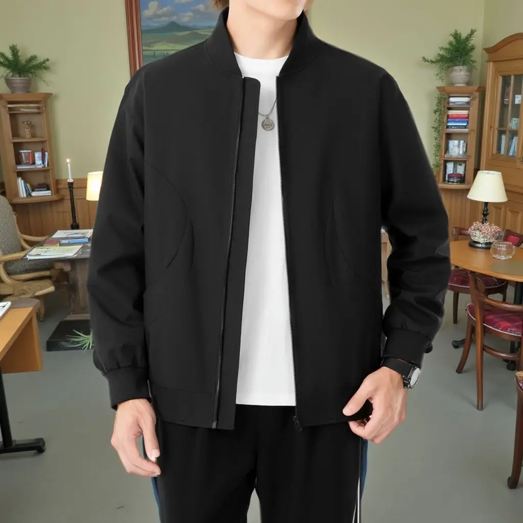 

Мужская бейсбольная куртка свободного кроя в американском стиле, весна-осень, новинка 2025, модное брендовое пальто высокого класса с воротником-стойкой