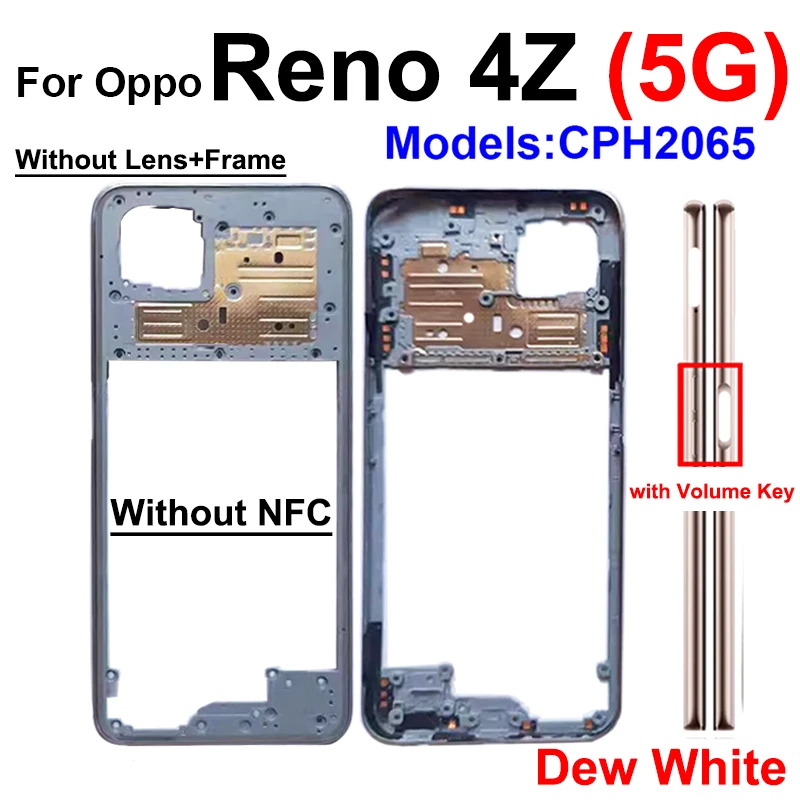 Middle Housing For OPPO Reno 4 Z 4Z 5G Middle Frame Cover Battery Door Housing Cover Case with Lens Frame Buttons Parts