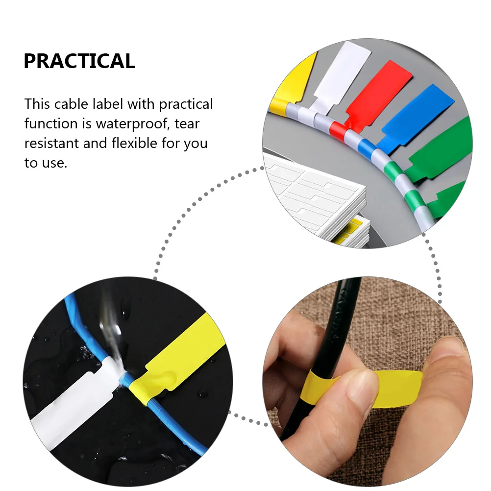 

12 Sheets Cord Labels Tags for Wire Management Flexible Adhesive Cable Labels Waterproof Strong Sturdy for Home Office Car Use