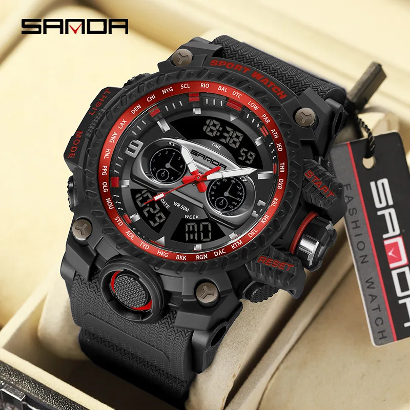 

Sanda 3153 Hot Sale Model For Fashion Men Water Resistant Outdoor Sports Alarm Mode Luminous Dispaly Calendar Wrist Watch