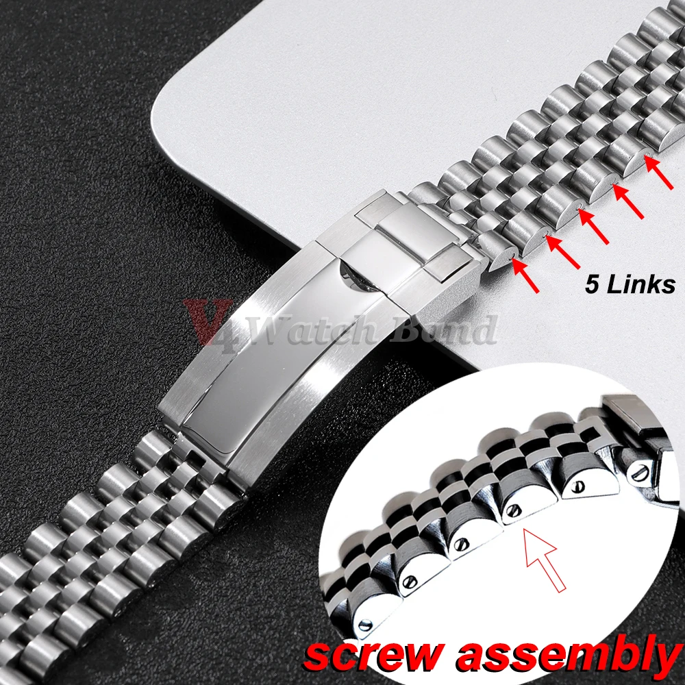 Arc Interface Metal for Jubilee Gold Watchband for Rolex Oyster Perpetual Datejust Stainless Steel Watch Strap 20mm 21mm 22mm