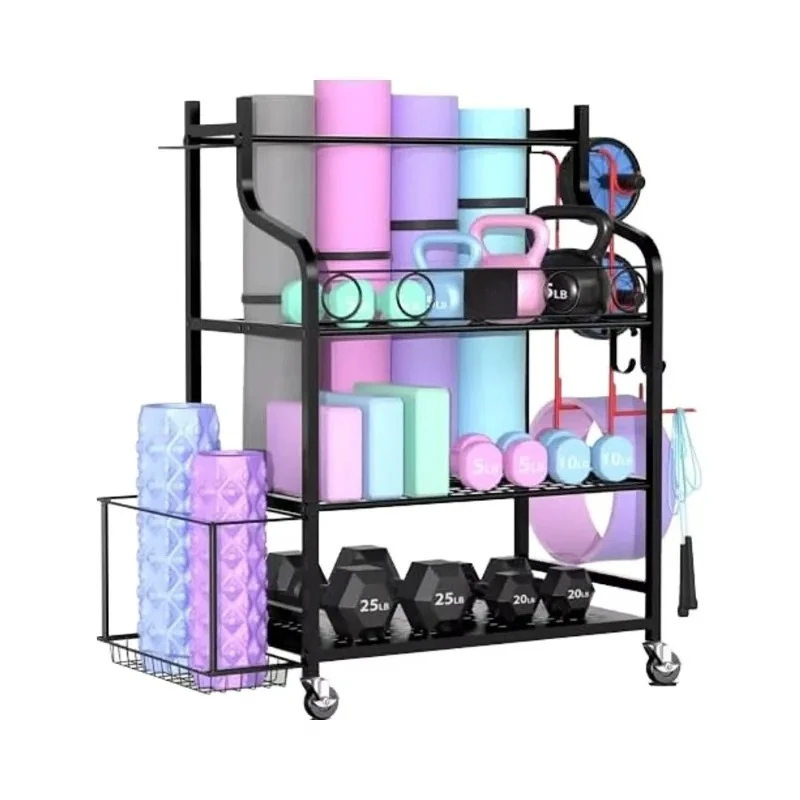 

Органайзер для домашнего фитнес-оборудования, ремешок для йоги из пенопласта с гантелями на колесах и стойка для ремня для йоги-пилатеса