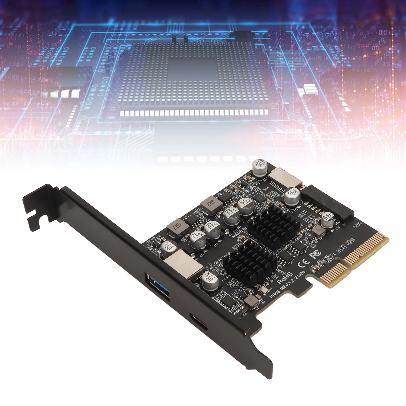 

PCIe Type C Card PCIe Type C Card 10Gbps High Speed Gold Plated Pin Front Type E PCIE USB3.2 Expansion Card for Desktop Computer