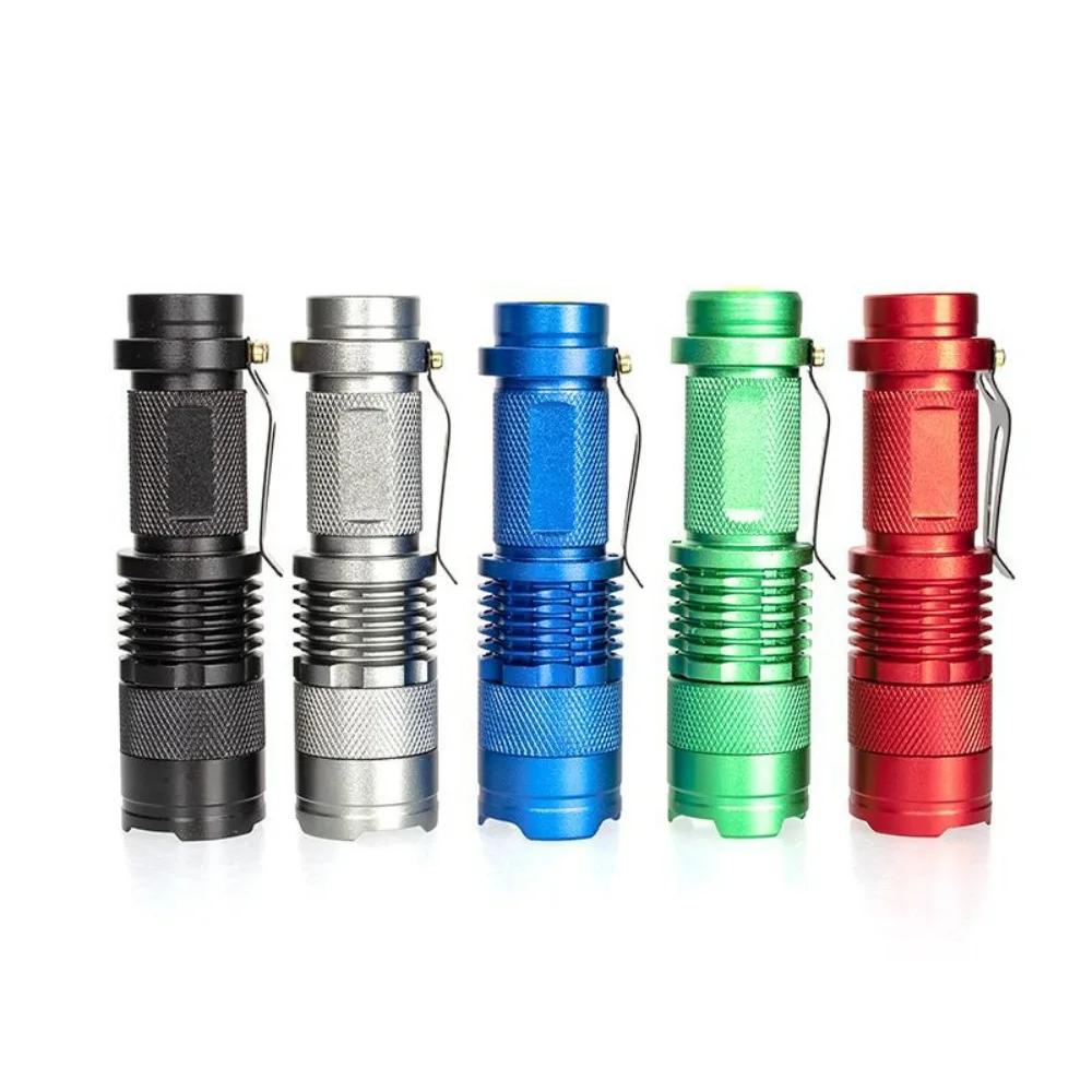 Q5 مصباح يدوي صغير فائق السطوع قابل للتعتيم SK68 - شعلة محمولة بتكبير مزدوج 14500/AA قابلة للسحب