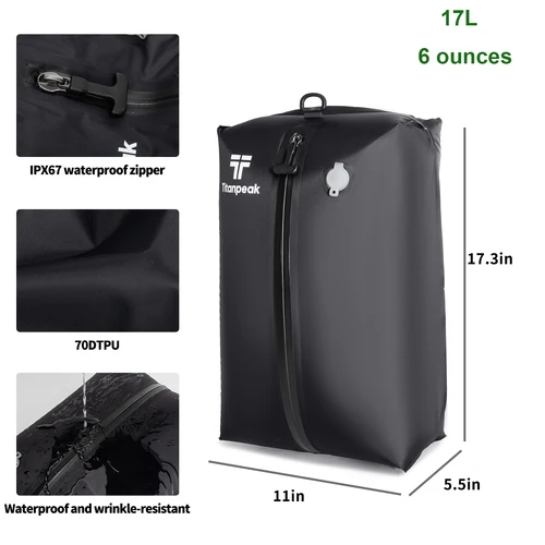 Imagen 2 del producto Bolsa de vacío de viaje de 17L, bolsa de almacenamiento reutilizable, bolsa de compresión plegable para exteriores con bomba de aire para maletas, mochila, equipaje