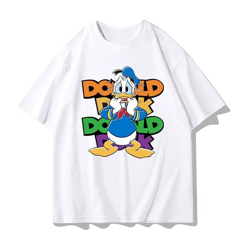 

Donald Duck Collaboration Short Sleeved T-shirt for Men and Women 2025 New Disney Summer T-shirt Anime Printed T-shirt