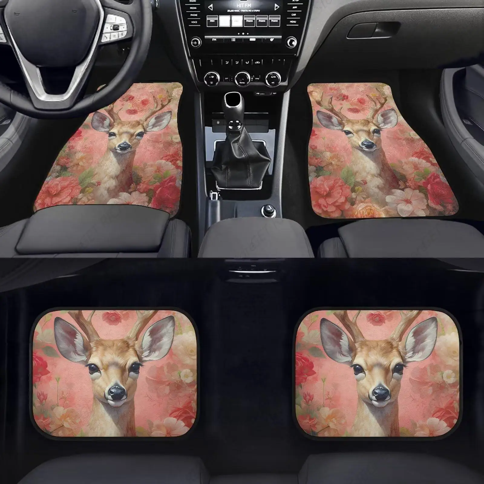 

Estampado Flores Ciervo, 4 Piezas, Accesorios Para Coche, Alfombrillas Para El Suelo L Coche, Juego Completo, Alfombras Prote