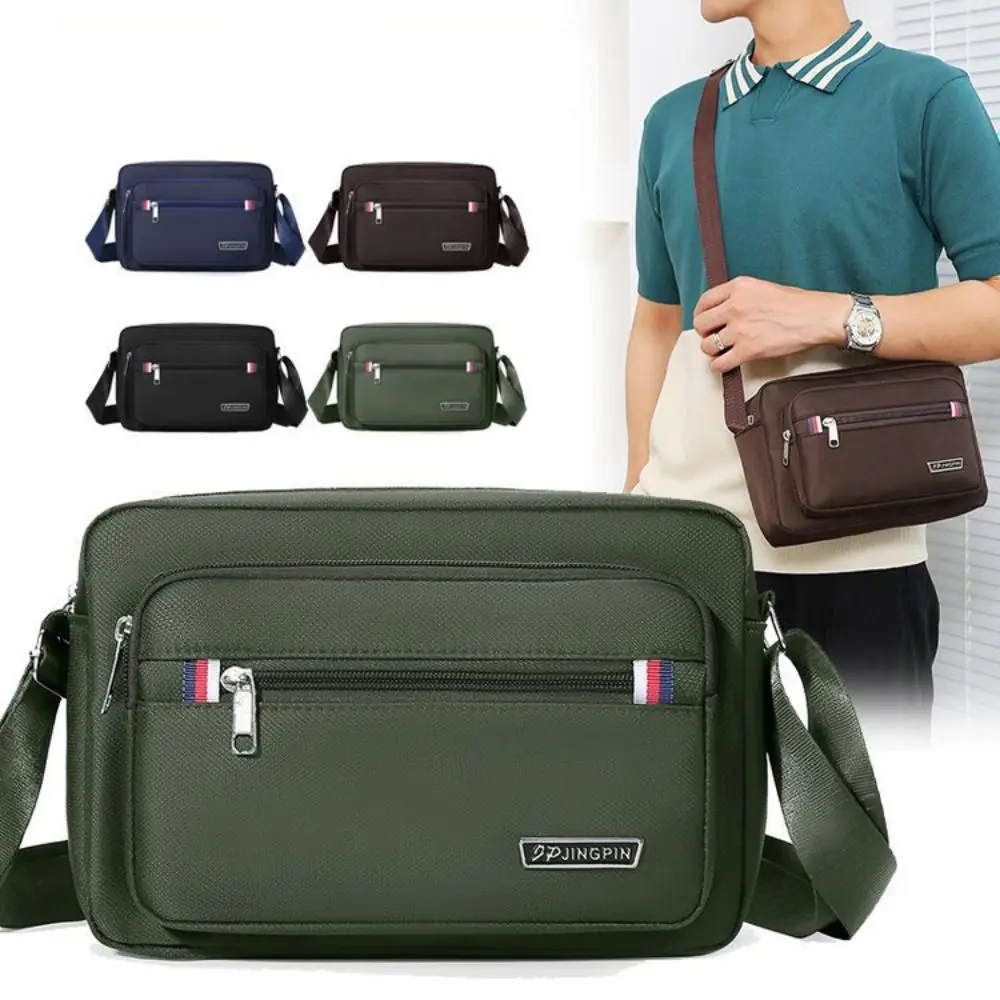 Men Crossbody Bags Male Nylon Shoulder Bags 4 Zippers Boy Messenger Bags Man Handbags for Travel Casual Large Satchel