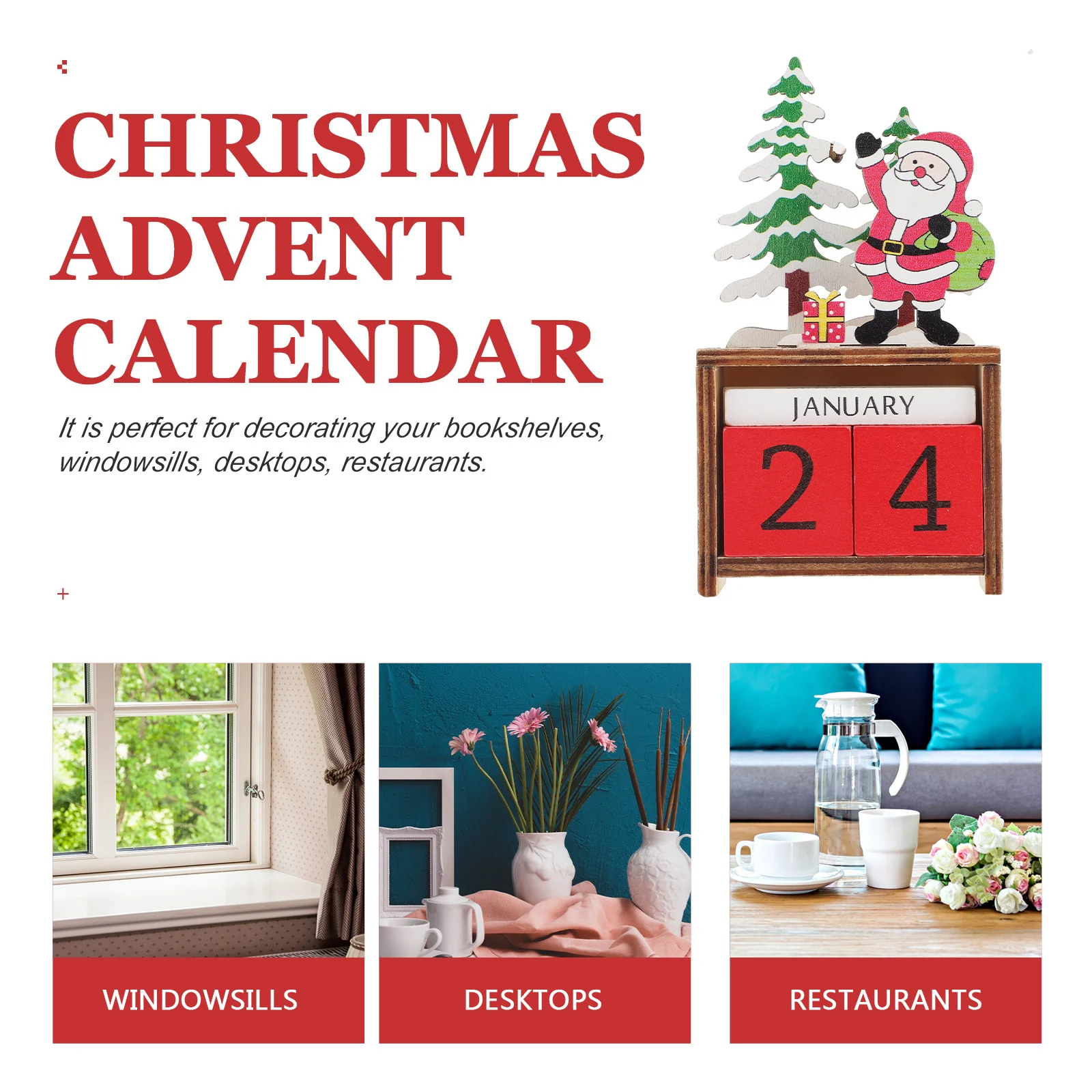 

Wooden Xmas Countdown Calendar Christmas Table Decoration Exquisite Desktop Ornament Home Decor Gift Christmas Advent Calendar