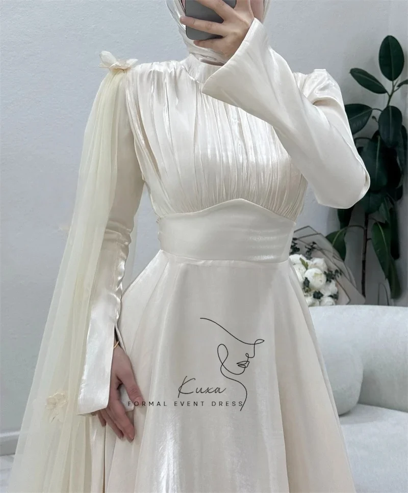 KUXA Muslim Wedding Dresses for Bride Plus Size Luxury Long Engagement Dress Special Events Bridal Evening Dresses Customized