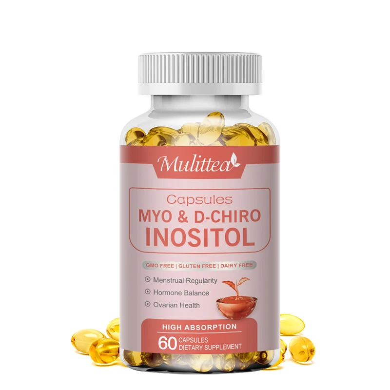 Mulittea Myo-Inositol & D-Chiro Inositol Capsules for Ovarian Health Support and Balance Hormone Vitamin B8 Menstrual regulation