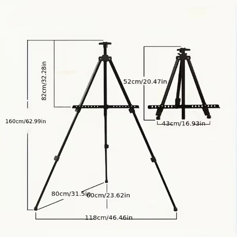Easel Stand for Sign and Painting: Art Portable Adjustable Metal Tripod Easels for Display Height from 17 to 66 Inch