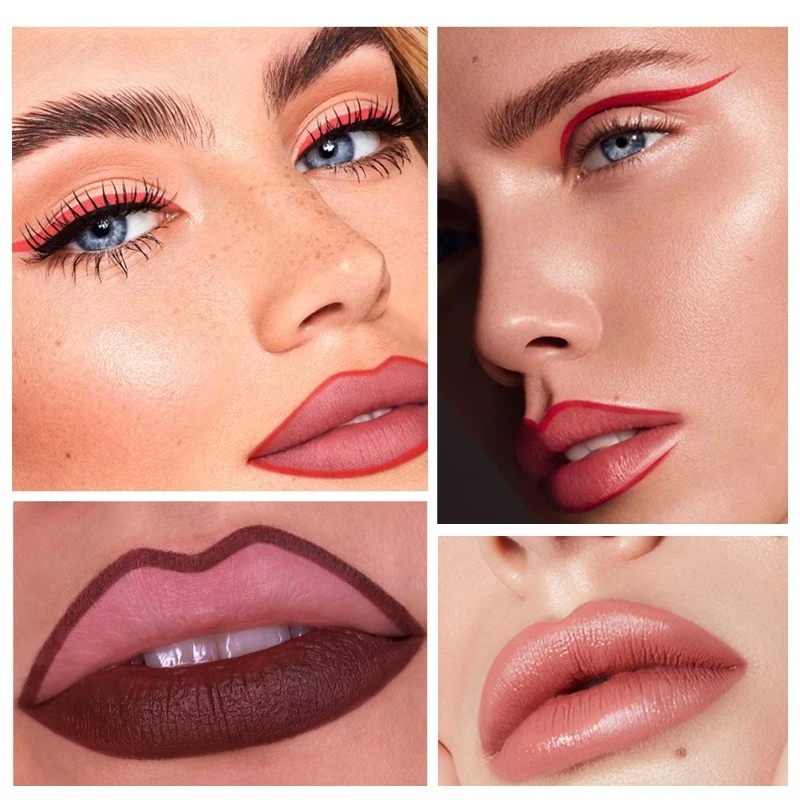 Matita per labbra a 6 colori e rossetto opaco a prova di trasferimento Impermeabile a prova di sudore Abbigliamento duraturo per cosmetici a matita per labbra con definizione