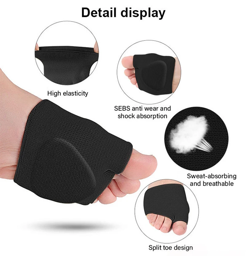 1pcMetatarsal Sleeve Toe Bunion Sole Forefoot Gel Pads Cushion Half Sock Supports Foot Care Tool